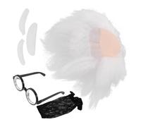 WHAMVOX White Scientist Wig with Eyebrows and Beard Comfortable Breathable Cap Multi-occasion Use for Cosplay Halloween Parties Synthetic Crazy Hair Accessory for Adults