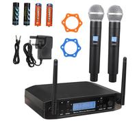 WHAMVOX Wireless Microphone System 2 Pcs GLXD4 One-to-Two BETA58A FM U-Band Stage Home Outdoor Karaoke Mic Black ABS UK Power Supply Dual Channel Includes Cables and Anti-Slip Rings