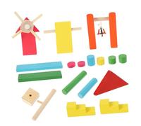 WHAMVOX Wooden Domino for Natural Building Blocks with Safe Water-based Paint Educational Blocks Plaything for Early Learning and Creative Development