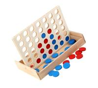 WHAMVOX Wooden Four Row Game Board Educational for Adults Family Interactive Puzzle Logic Game for Brain Development Strategy in Wood Color