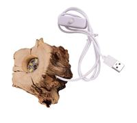 WHAMVOX Wooden Stump LED Display Base for Crystal Ball, USB Light | Stump Shape, White Finish, Home Decoration and Office Desk Use, Soothing Atmosphere, Portable Design