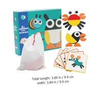 WHAMVOX Wooden Tangram Puzzle with Colorful Pattern Blocks Smooth Rounded Edges Educational Sorting Game for Early Development Hand-eye Coordination and Shape Recognition