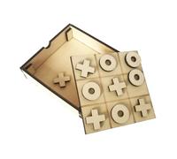 WHAMVOX Wooden Toe Board Game Family Strategy for Adults Neutral Color Wooden Noughts and Crosses Simple Rules Educational Fun with Sliding Storage Box Two-player Game for Home and Travel