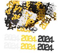 WHAMVOX Year Party Confetti Decorations Black Gold Silver Scatters for Table Party Favors Invitations and Festive Celebration Supplies