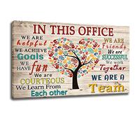WHAOMIOT In This Office We Are A Team Inspirational Wall Art Positive Modern Decor Poster Canvas Print 24x16 Inch Frame Ready To Hang, Framed 24×16 Inch
