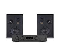 Wharfedale Super Denton Speakers with Audiolab 6000A MKII Integrated Amplifier Black