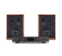 Wharfedale Super Denton Speakers with Audiolab 6000A MKII Integrated Amplifier Mahogany