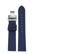 WHARGTSL 20mm, 22mm, 24mm Nylon+Genuine Leather Watchband Fit For Seiko SRPC31J1/Citizen Tissot Mens Wrist(Blue silver,20mm)