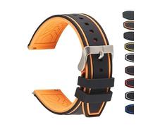 WHARGTSL 20mm 22mm 24mm Silicone Quick Release Band Fit For Samsung Galaxy Watch 4 Active 2 42mm 46mm Fit For Huawei GT/2/2e/3/Pro Strap(Orange-black,22mm)