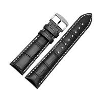 WHARGTSL 20mm 22mm Leather Watchband Fit For Casio BEM-501 506 307 EDIFICE Series EFB-530 MTP-1303 Watch Band Bracelet Black Brown(Black white sk,20mm)