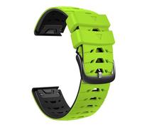 WHARGTSL 22mm Wide Strap Fit For Garmin Fenix6 Pro/ Fenix7 Trapezoidal Quick Release Silicone Two-Tone Strap Stainless Steel Buckle(Green black)