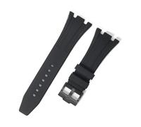 WHARGTSL 26mm Rubber Watchband Fit For Audemars Piguet 15703/15400 Silicone Watch Strap Replacement With Metal Buckle(Black-Black-K14)