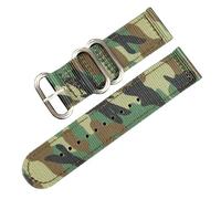 WHARGTSL Camouflage Green Nylon Strap, 20MM / 22MM 24MM Sports Nylon Strap, Waterproof and Sweat Resistant Thick Double Layer Men's Brace(D Silver clasp,24mm)