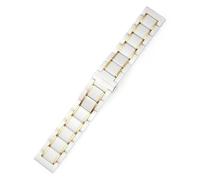 WHARGTSL Ceramic Watch Strap Stainless Steel Between Ceramics 20mm 22mm Watch Strap Watchband Fit For Samsung S3 46 Fit For Huawei GT(White ceramic gold,20mm)