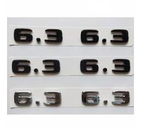 WHARGTSL Chrome Matte Gloss Black Number 6.3 Emblems Badges Fit For Mercedes Benz AMG W207 W211 W212 W203 W204 W205 C63 E63(6.3 (2pc) Glossy Black)