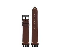 WHARGTSL Cowhide Strap Fit For Swatch YVS420 YVS454 451 400 YVB404 Concave-convex Trident Interface Soft Men's Vintage Bracelet Watch Accesso(Dark brown BK)