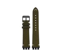 WHARGTSL Cowhide Strap Fit For Swatch YVS420 YVS454 451 400 YVB404 Concave-convex Trident Interface Soft Men's Vintage Bracelet Watch Accesso(Army green bk)