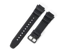 WHARGTSL Fit For Casio W-215 AEQ-110W AE-1300/1200 Series 18mm Steel Buckle Square Hole Silicone Breathable Soft Durable Sports Watch Band(Black-Black-K5)