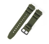 WHARGTSL Fit For Casio W-215 AEQ-110W AE-1300/1200 Series 18mm Steel Buckle Square Hole Silicone Breathable Soft Durable Sports Watch Band(Army Green-Black-K5)