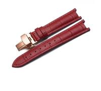 WHARGTSL Genuine Leather Watch Strap Fit For Vivienne Westwood Women Soft Comfortable Concave Interface Watchband18mm Wristband(Dark Red-Rose-B1)