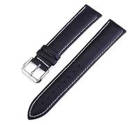 WHARGTSL Leather Watchband Strap 16/18 / 20/22 / 24 MM Stainless Steel Buckle Men Women Replace Band Watch Accessories(Black white line,18mm)
