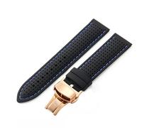 WHARGTSL Silicone Comfortable Soft Black Orange Universal Watchband Fit For Tissot 20 22 24mm Rubber Accessories(Black blue-Rose-B1,22mm)