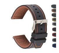 WHARGTSL Silicone Men Watchbands 20mm 22mm 24mm Stainless Steel Buckle Rubber Strap Replacement Bracelet Watchbands Watch Accessories(Brown-black,20mm)