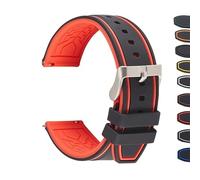 WHARGTSL Silicone Men Watchbands 20mm 22mm 24mm Stainless Steel Buckle Rubber Strap Replacement Bracelet Watchbands Watch Accessories(Red-black,20mm)