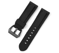 WHARGTSL Silicone Soft Rubber Sport Watchband 22mm 24mm 26mm Black Green Red Blue With Black Silver Steel Buckle Bracelet Band Strap(Black-B,24mm)