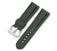 WHARGTSL Silicone Soft Rubber Sport Watchband 22mm 24mm 26mm Black Green Red Blue With Black Silver Steel Buckle Bracelet Band Strap(Green-S,24mm)