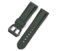 WHARGTSL Silicone Soft Rubber Sport Watchband 22mm 24mm 26mm Black Green Red Blue With Black Silver Steel Buckle Bracelet Band Strap(Green-B,26mm)