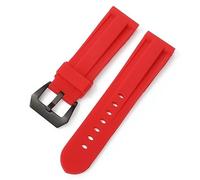 WHARGTSL Silicone Soft Rubber Sport Watchband 22mm 24mm 26mm Black Green Red Blue With Black Silver Steel Buckle Bracelet Band Strap(Red-B,22mm)
