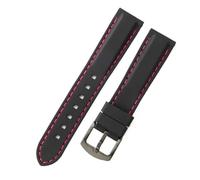 WHARGTSL Silicone Watch Strap Fit For IWC Rudder Fit For Omega Mido Waterproof Rubber Soft Comfortable Men Watchband Accessories 20mm 22mm 24mm(Black red-Black-K2,20mm)