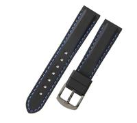 WHARGTSL Silicone Watch Strap Fit For IWC Rudder Fit For Omega Mido Waterproof Rubber Soft Comfortable Men Watchband Accessories 20mm 22mm 24mm(Black blue-Black-K2,22mm)