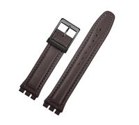 WHARGTSL Soft Cowhide Strap Bracelet Fit For Swatch Watch Band 17mm 19mm Wrist Strap Blue Red Black Watchbands Women Man Watch Belt Accessori(Brown bk,17mm)