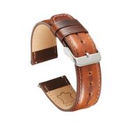 WHARGTSL Watch Straps For Men 20 22mm Genuine Leather Watchband Soft Material Watch Band Fit For Samsung Fit For Huawei Watch(Brown silver buckle,20mm)