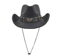 WHARGTSL Women Men Hollow Western Cowboy Hat Fit for Gentleman Roll Up Cap Size 57-59CM(Black)