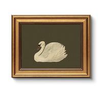 WHASAYART Gold Framed Vintage Wall Art for Living Room, Animals Painting Prints Shelf Decor for Kitchen, Aesthetic Bedroom Wall Art, Best Gifts for Friends or Family - Swan Green 10L x 8W