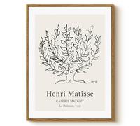 WHASAYART Henri Matisse 12x16 inch Minimalist Botanical Line Canvas Framed Wall Art, French Mid Century Modern Abstract Plant Line Art Print, Minimalist Home Office Decor Gallery Wall Painting