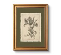 WHASAYART Vintage Gold Framed Tulip Canvas Wall Art, Botanical Flower Bouquet Artwork Antique 17th Century Dutch Parrot Tulip Etching Prints for Entryway Bedroom Bathroom Decor 12x16 inch