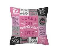 Whasnrt Granddaughter Gifts from Grandma Grandpa, Pillowcase Gift for Granddughter, Grandaughter Throw Pillow Cover 18 x 18 Inch, Girls Birthday Pillow Case
