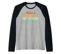 What A Beautiful Day to Drink Too Much Retro Vintage Raglan Baseball Tee
