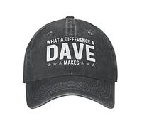 What A Difference A Dave Makes Hat Men Baseball Caps Trendy Hat, Black-1, One size