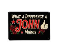 What A Difference A John Makes Vintage Tin Sign Retro Metal Wall Decor Metal Poster, Home Bar Garage Man Cave Cafe Indoor & Outdoor Decoration 8x12Inches