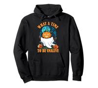 What A Time To Be Unalive Halloween Ghosts Pumpkin Pullover Hoodie