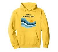 What a Wonderful Wave: Retro Ocean Sunset Pullover Hoodie, Adult Unisex, Lemon, S