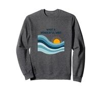 What a Wonderful Wave: Retro Ocean Sunset Sweatshirt, Adult Unisex, Dark Heather Grey, L