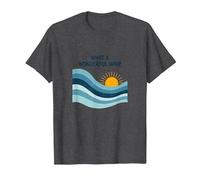What a Wonderful Wave: Retro Ocean Sunset T-Shirt, Men, Dark Heather Grey, M