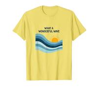 What a Wonderful Wave: Retro Ocean Sunset T-Shirt, Men, Lemon, S