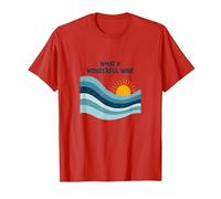 What a Wonderful Wave: Retro Ocean Sunset T-Shirt, Men, Red, S
